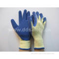 Yellow Tc Shell Blue Latex Coating Crinkle Finish Working Glove (DKL326)